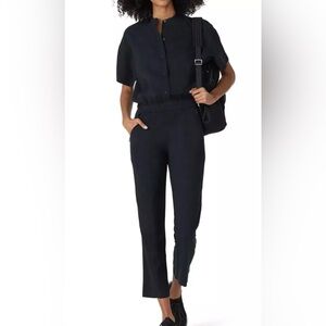Lululemon Perfectly Poised Jumpsuit Black Short Sleeve Women’s 2 Pants Button Up